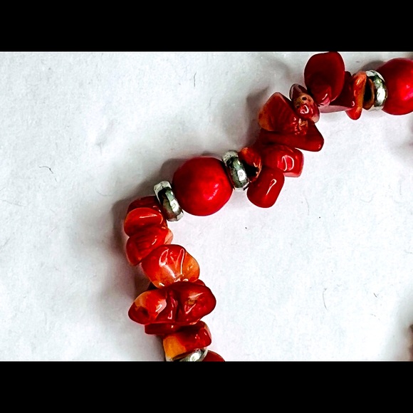 RED CORAL bracelet with beads - Picture 4 of 5